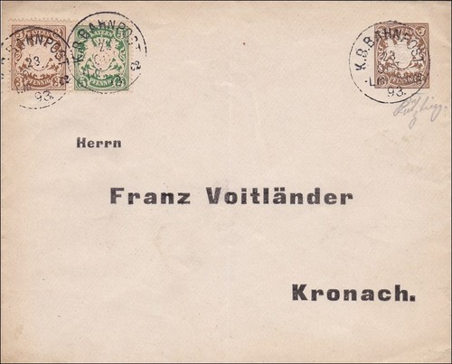 Bayern 1893 ortsbrief - bayern:,