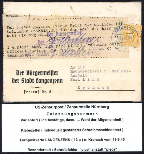 Bizone fernkarte langenzenn - bizone,